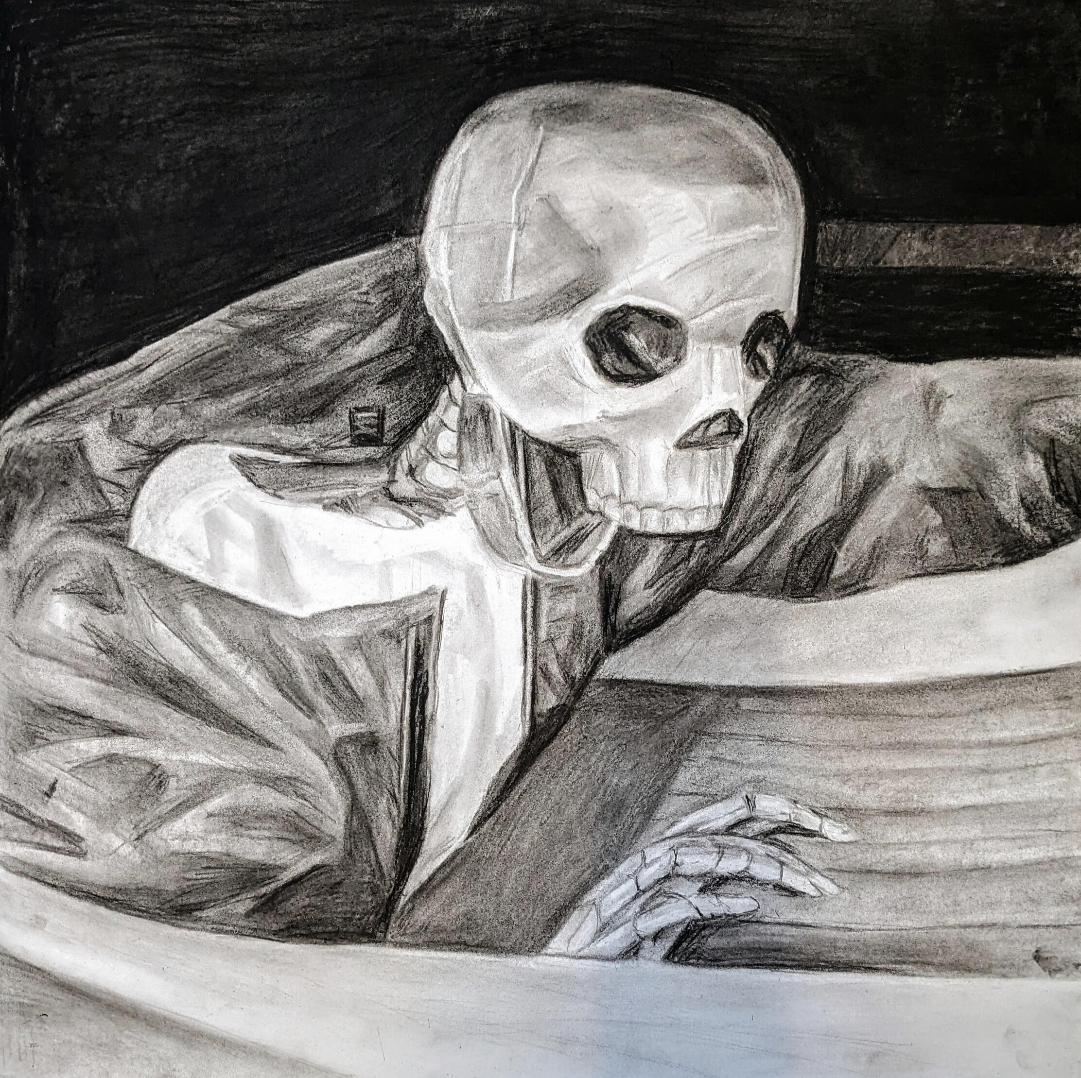 24" x 24" Charcoal Skeleton