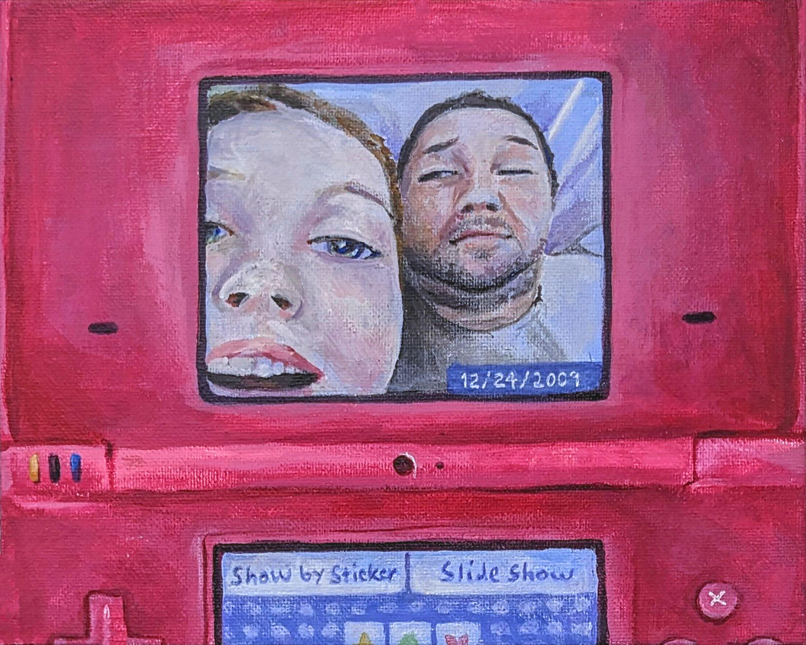2009- Me and Dad on the DS (Acrylic)
